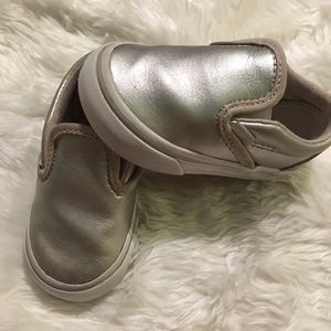 Gold/silver slip on Vans size 5.